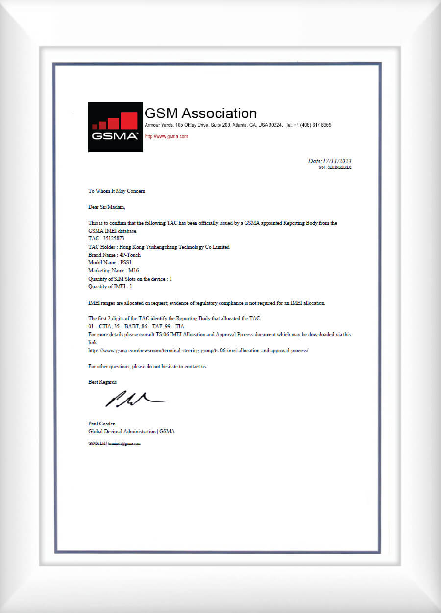 001-GSMA certificate