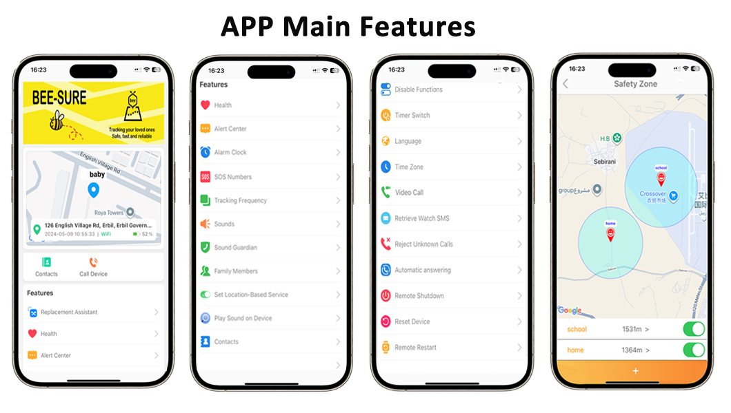 Kids APP main Features Características principales de la aplicación para niños