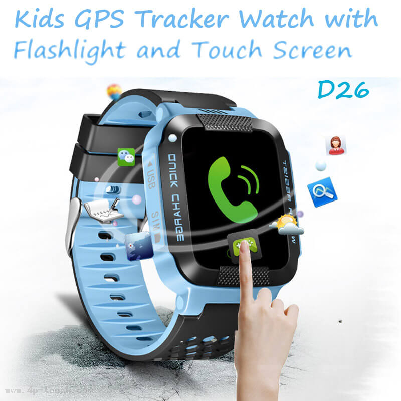 Best GSM Touch Screen 2G Safety Kids GPS Tracking Tracker Watch with SOS for Help for Personal Safety D26