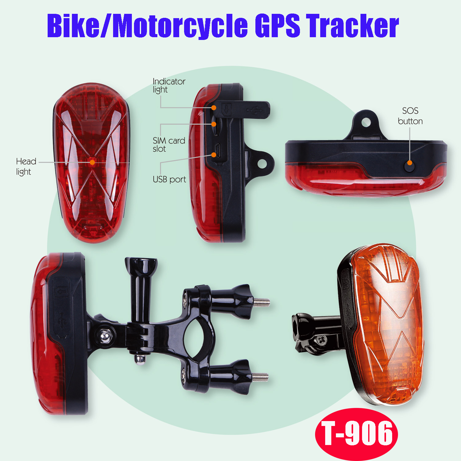 Anti theft 2G Bike Wheelchair GPS Tracker with Shock Sensor 