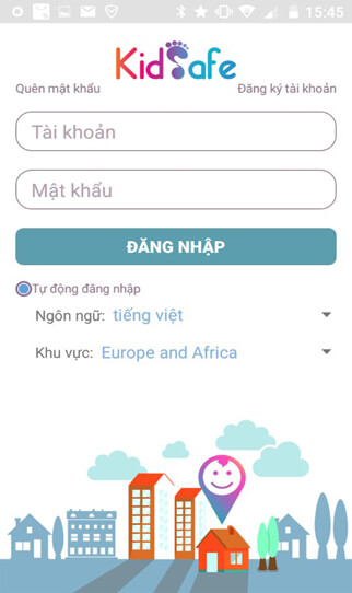 KidSafe app log in interface