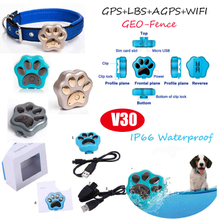 Small 2G Waterproof Mini Cats Dog Rabbit GPS Pet Tracker with Pets Finder Light V30