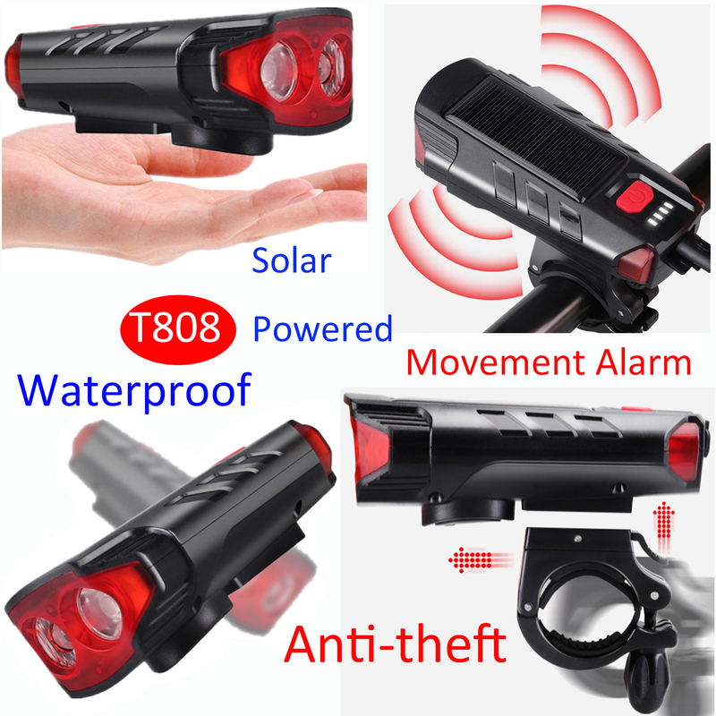 GSM Waterproof Solar charging Bike Bicycle GPS Tracker with Torchlight T808