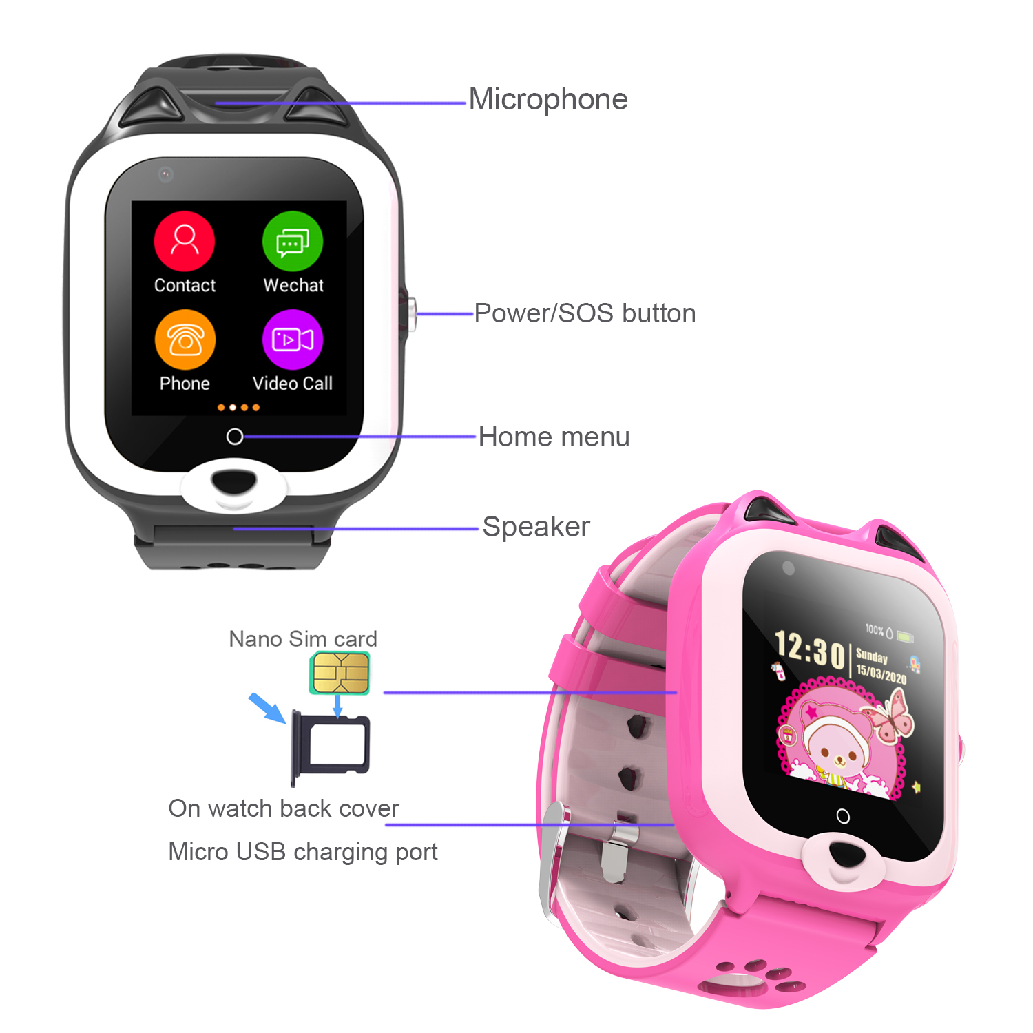 4G Waterproof Multi-languages Kids GPS Tracker watch Phone D47