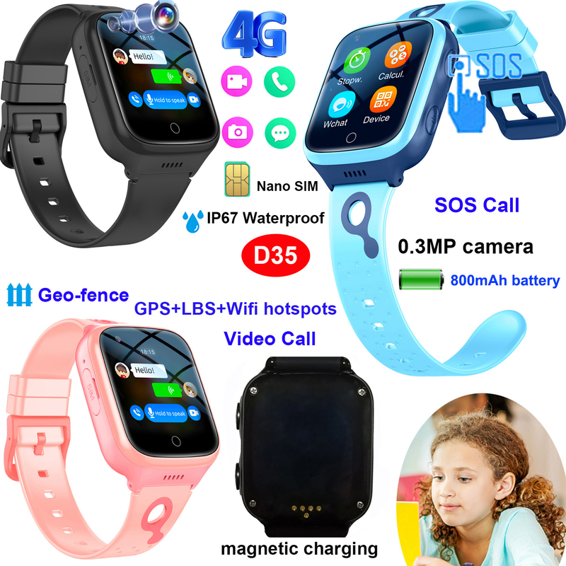 4G IP67 Waterproof Birthday Gift Child GPS Tracker with Video Call D35