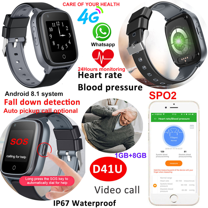 4G HR BP Senior fitness Smart GPS Tracker Watch D41U