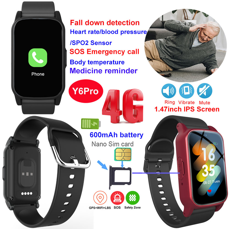 4G IP67 waterproof senior smart watch tracker GPS with SOS call Y6Pro