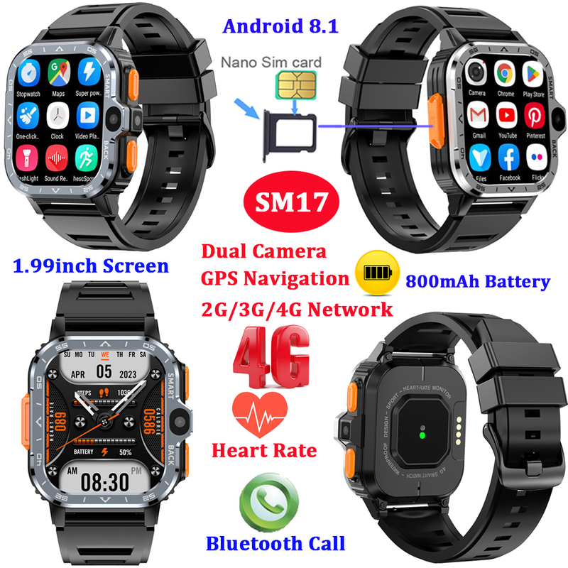 4G Android 8.1 smart bluetooth bracelet with dual camera GPS navigation SM17