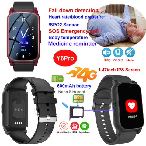 4G Elderly healthcare smart GPS tracker watch with fall down alert Y6Pro