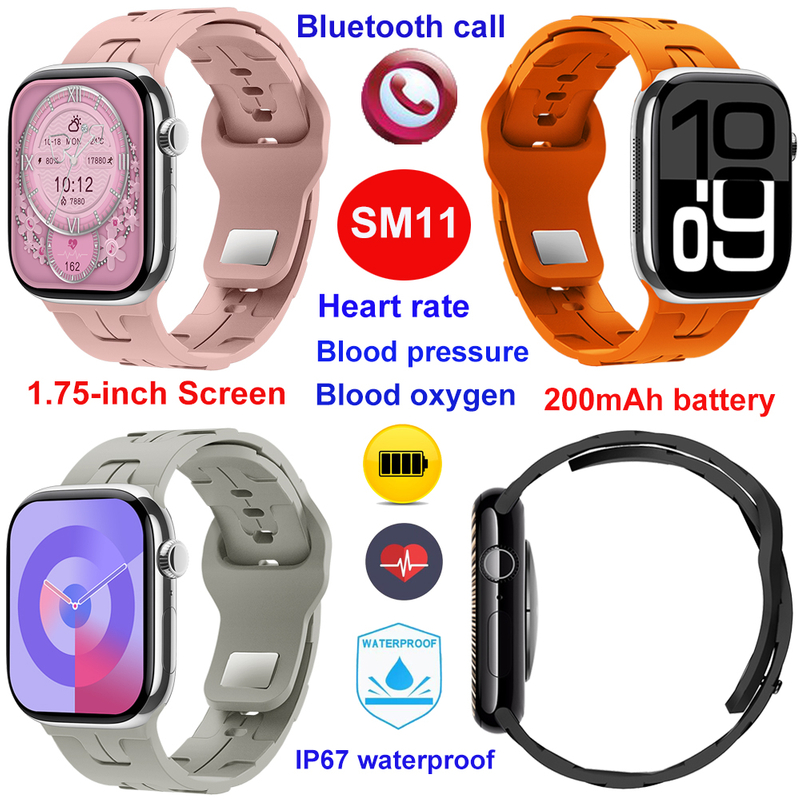 Smart bluetooth watch with HR BP SPO2 sleep monitoring SM11