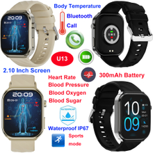 Fashion smart bluetooth watch with HR BP SPO2 blood sugar monitor U13