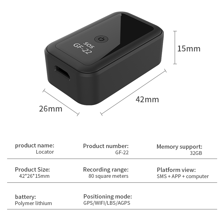 Amazon Hot Selling GPS Tracker Anti Theft Real Time Mini GPS GF22