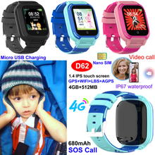 New 4G LTE IP67 Waterproof GPS SIM Card Two-Way Voice Call Smart Phone GPS Tracker Watch for Kids D62