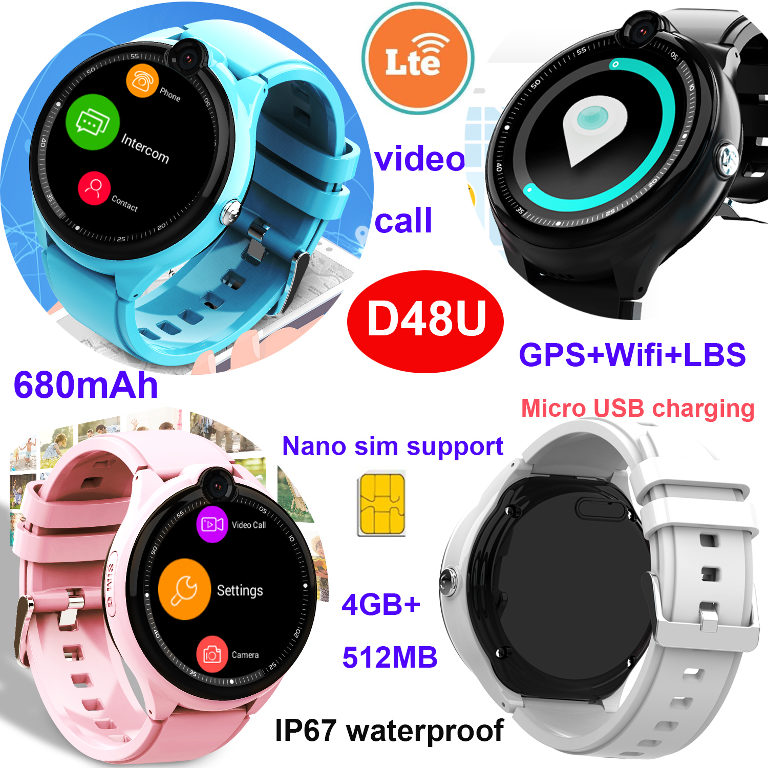 Promotion Gift 4G IP67 Waterproof Kids GPS Tracker Watch 