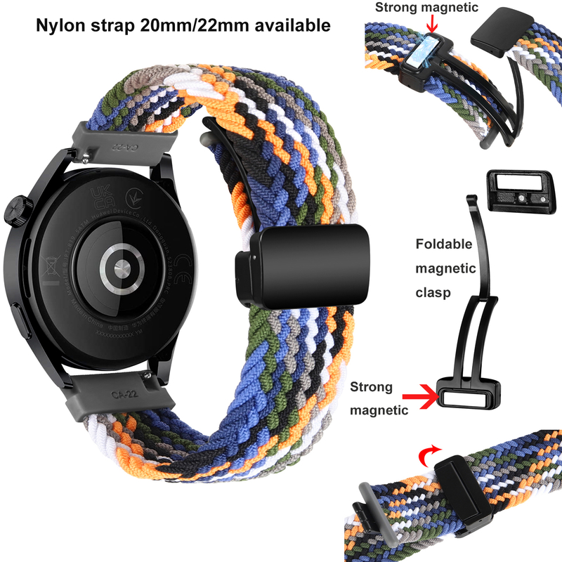 Fashion colorful Nylon woven Watch Band with Magnetic Clasp for kids elderly GPS tracker watch NS03