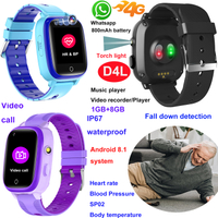 New 4G Waterproof HR BP Fall Alert Senior GPS tracker watch D4L