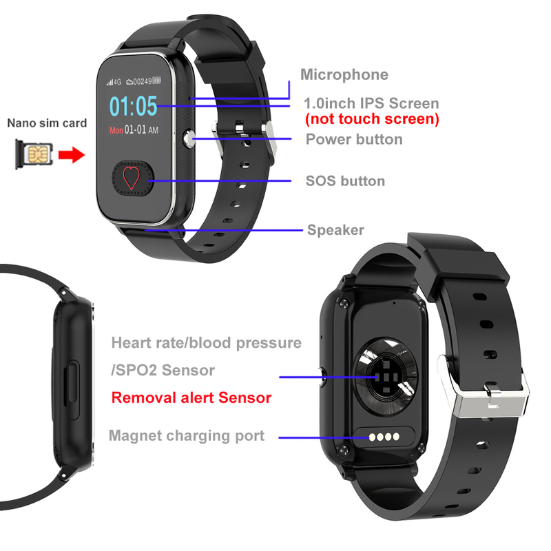 IP68 waterproof Senior healthcare 4G slim design GPS watch Tracker D46