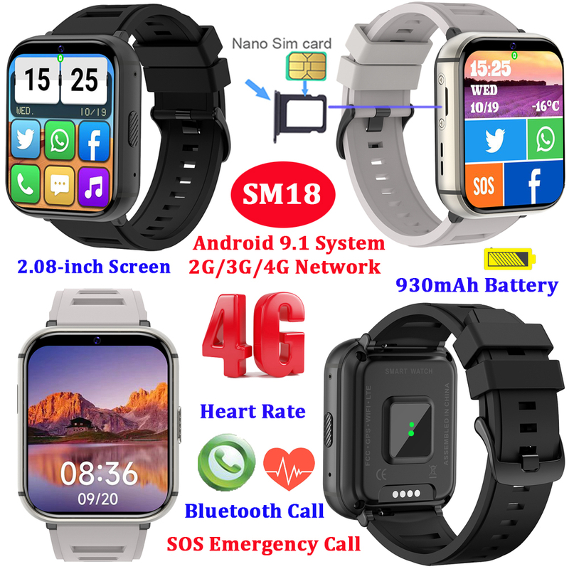 4G Android 9.1 smart bluetooth phone watch with video call SM18