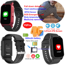 4G Elderly healthcare smart GPS tracker watch with fall down alert Y6Pro