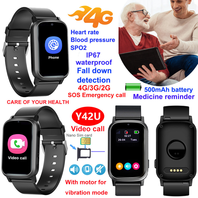 4G slim design Senior GPS Tracker watch with Fall down alert Y42U