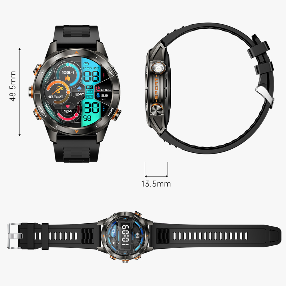 IPX8-3ATM waterproof bluetooth smart watch with sport modes monitoring KT80