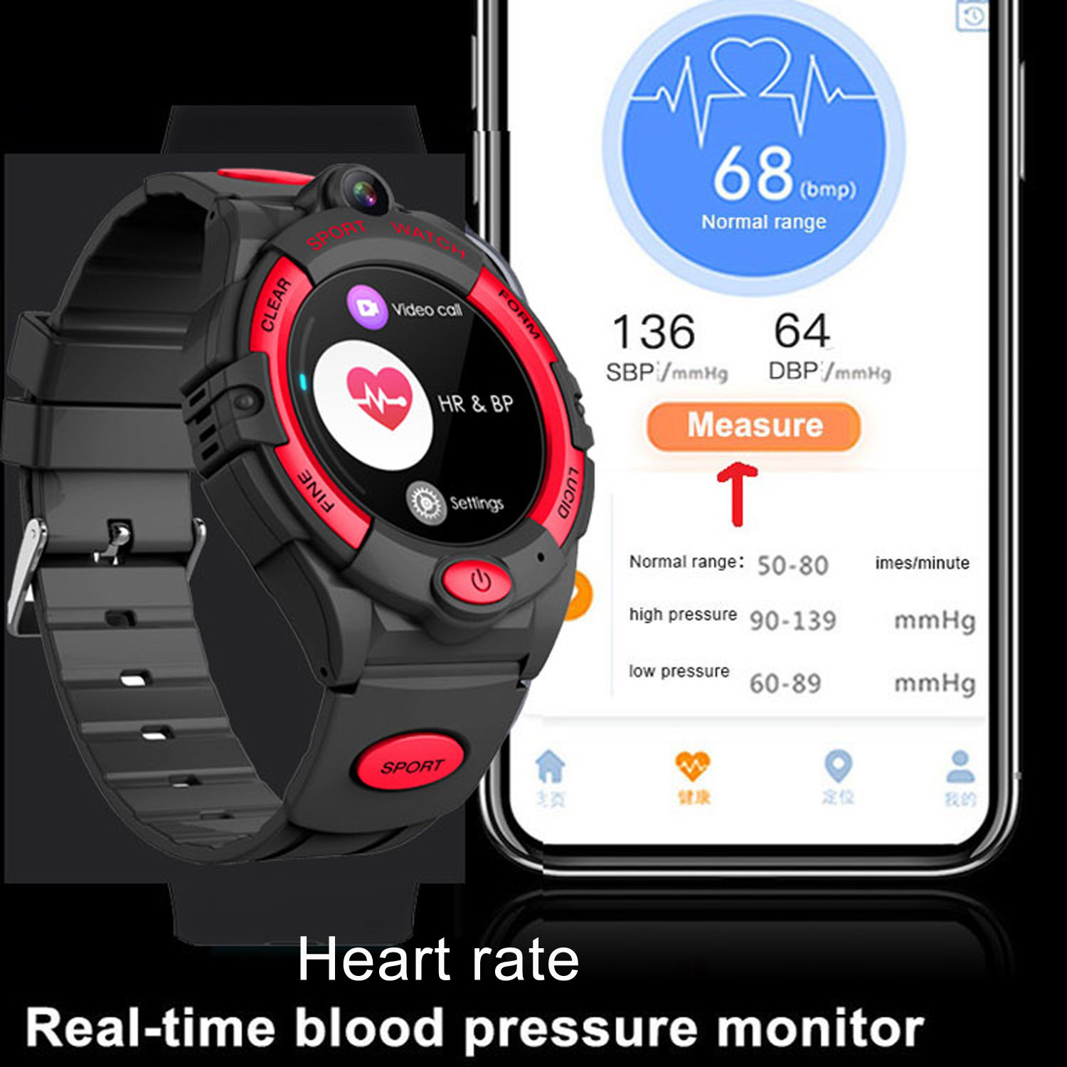 4G LTE Waterproof IP67 Round IPS Screen elderly GPS Watch Tracker with video call heart rate blood pressure SPO2 D48