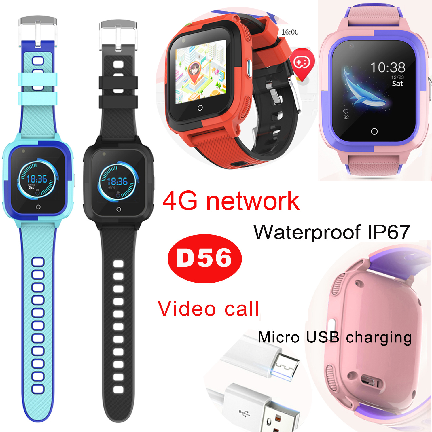IP67 Waterproof 4G kids smart watch GPS tracker for children 