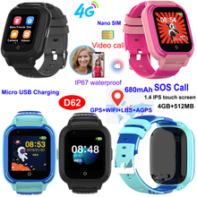 Hot Selling 4G IP67 Accurate Location Sos Voice Call Smart Phone Watch GPS Tracker with 2 Way Video Call D62