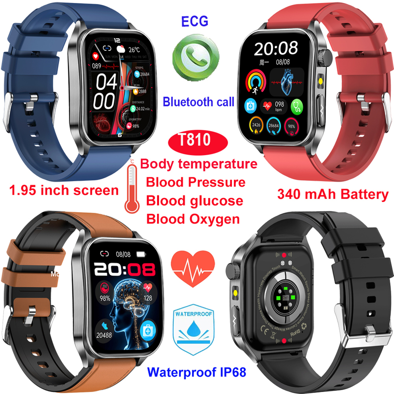 IP68 waterproof digital smart bluetooth watch for healthcare monitoring T810