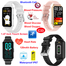 IP67 waterproof smart bracele with HR Bp blood sugar C33