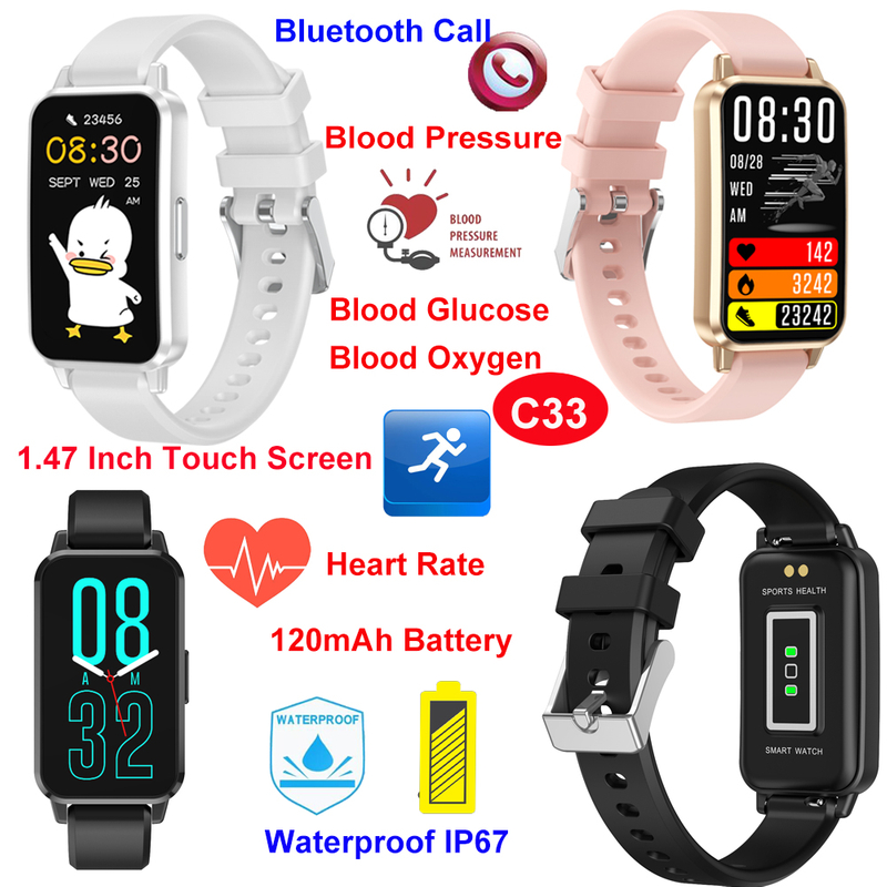 New launched China factory IP67 water resistance smart bracelet healthcare C33