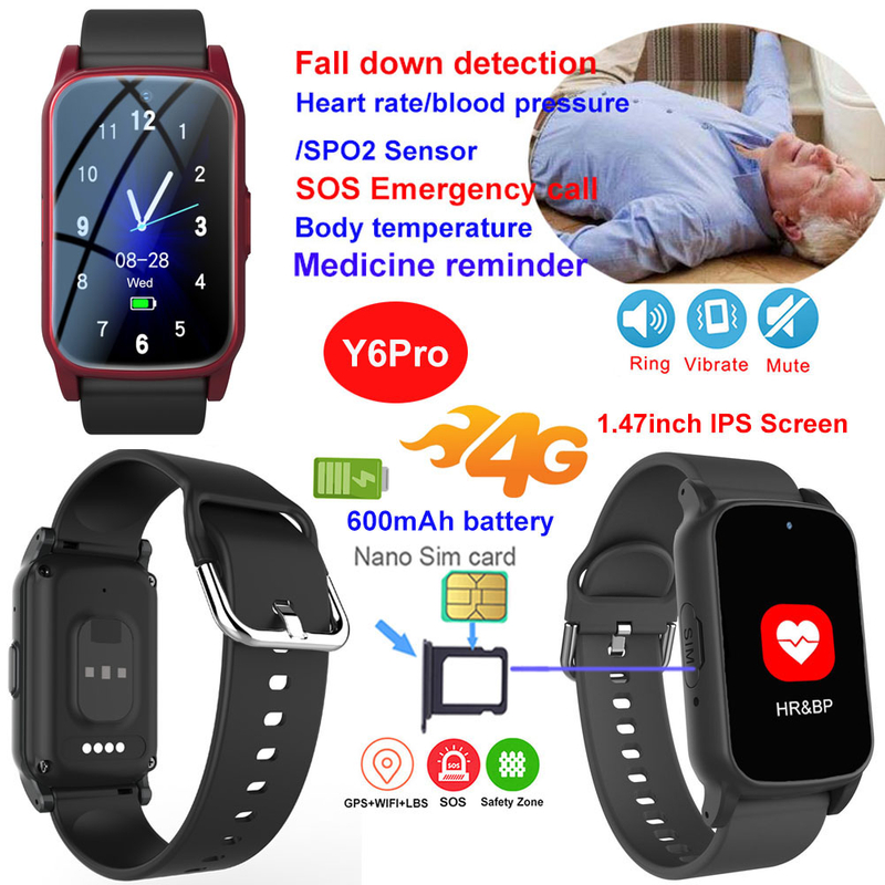 4G Elderly healthcare smart GPS tracker watch with fall down alert Y6Pro