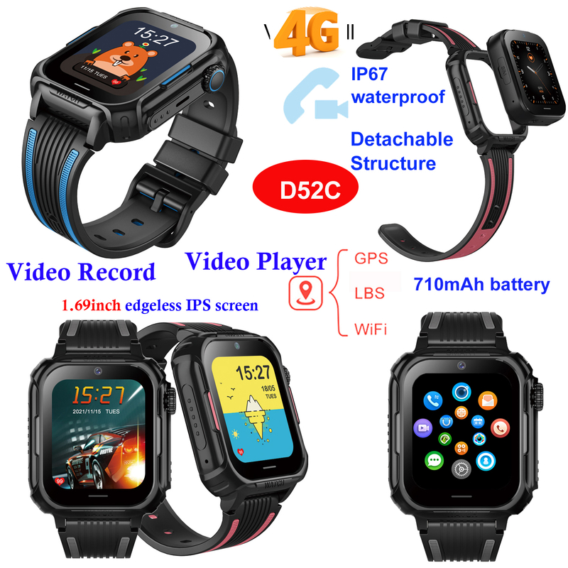 LTE parental control GPS watch tracker with SOS panic button D52C