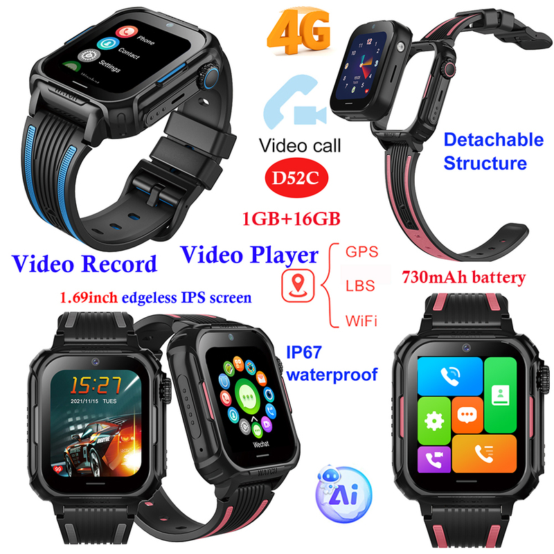 LTE parental control GPS watch tracker with SOS panic button D52C