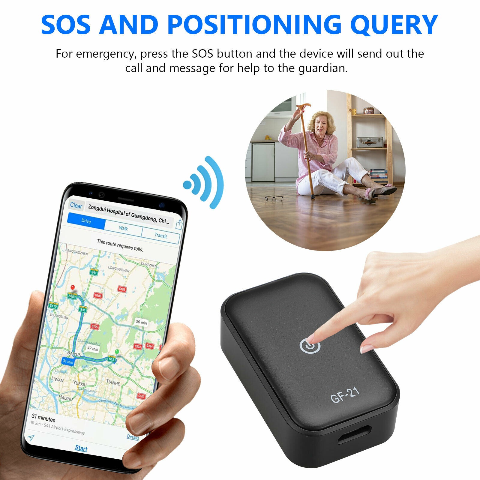 Mini GPS Tracker APP Voice Control Anti-Theft Device Locator GF-21