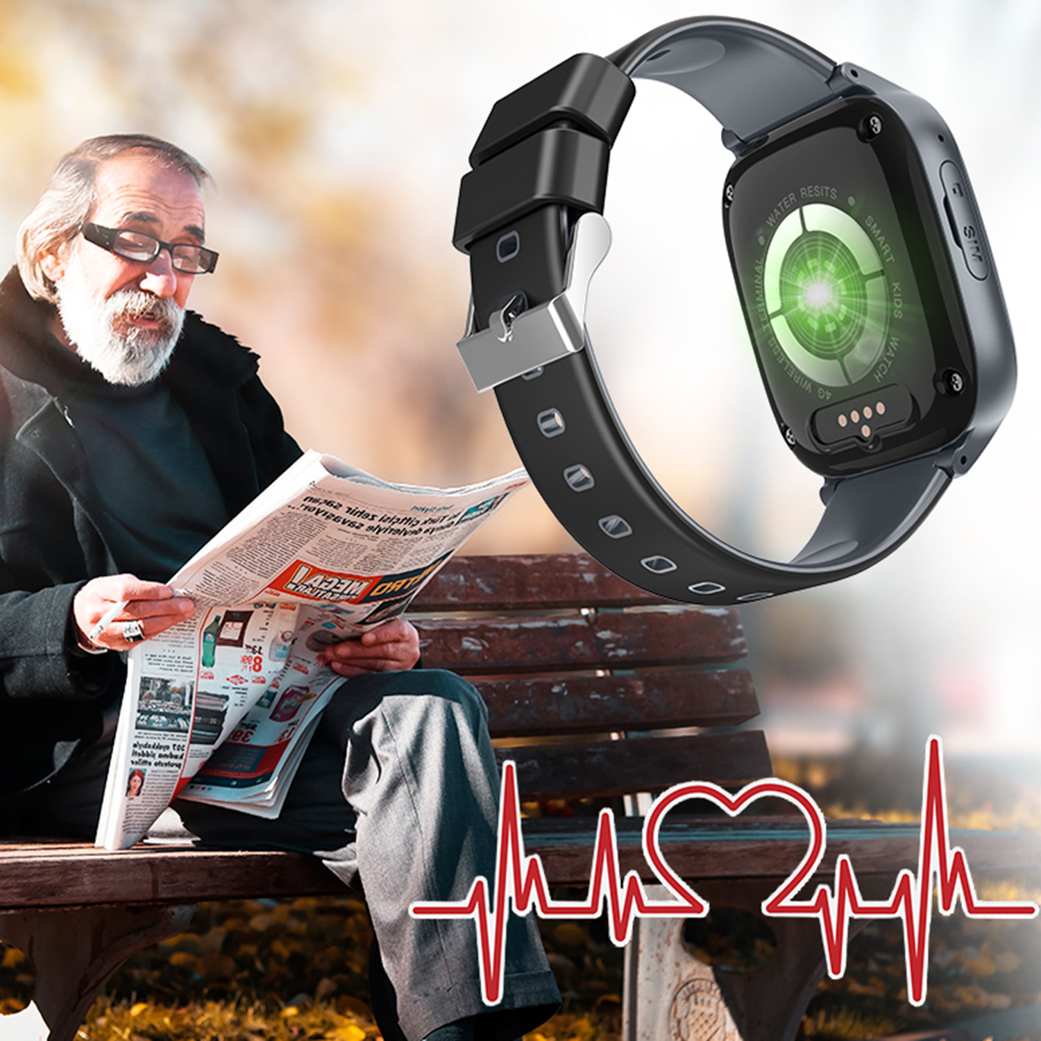 High quality 4G HR BP Senior fitness Smart GPS Tracker Watch 