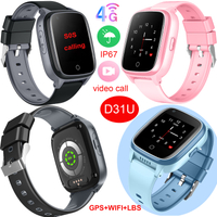 New Launched 4G/LTE Water Resistance Security Kids Smart GPS Watch Tracker with Free Global Video Call Removal Detection D31U 
