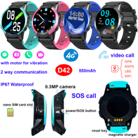 China manufacturer new launched 4G Hot Selling Video Call IP67 Water Resistance Kids Students security GPS Tracker Watch for Christmas Gift D42