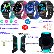 China manufacturer new launched 4G Hot Selling Video Call IP67 Water Resistance Kids Students security GPS Tracker Watch for Christmas Gift D42