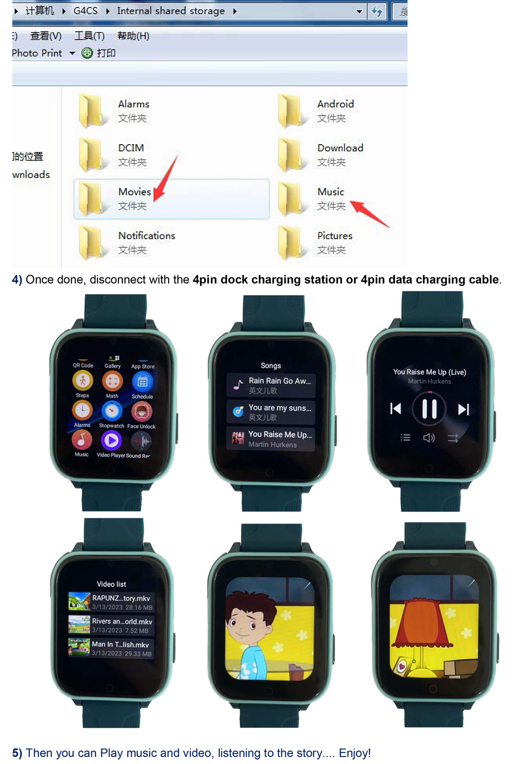 How to load music in watch Y48F Y48G-2