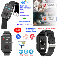 4G tiny Elderly GPS Tracker watch with Fall down alert D46