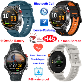 IP68 waterproof smart BT wristwatch for elderly fitness monitoring 