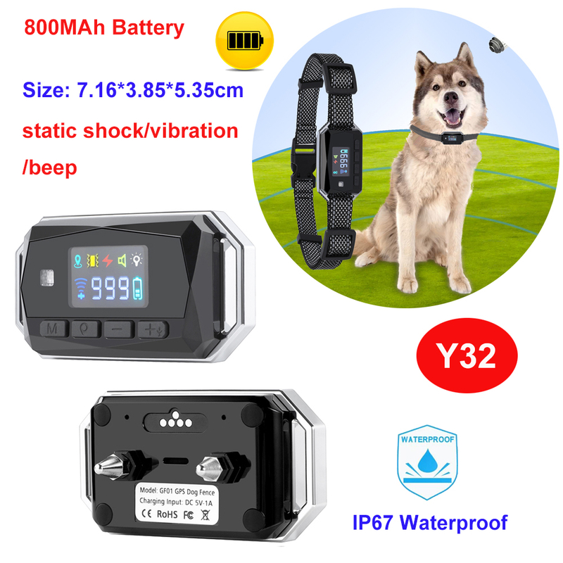 Dog pets training collar with voice vibration shock beep Geo-fence alerts Y32
