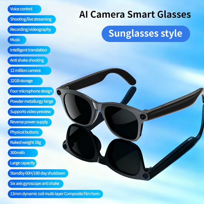 AI voice assistant smart camera eyeglasses anti-shake EG08