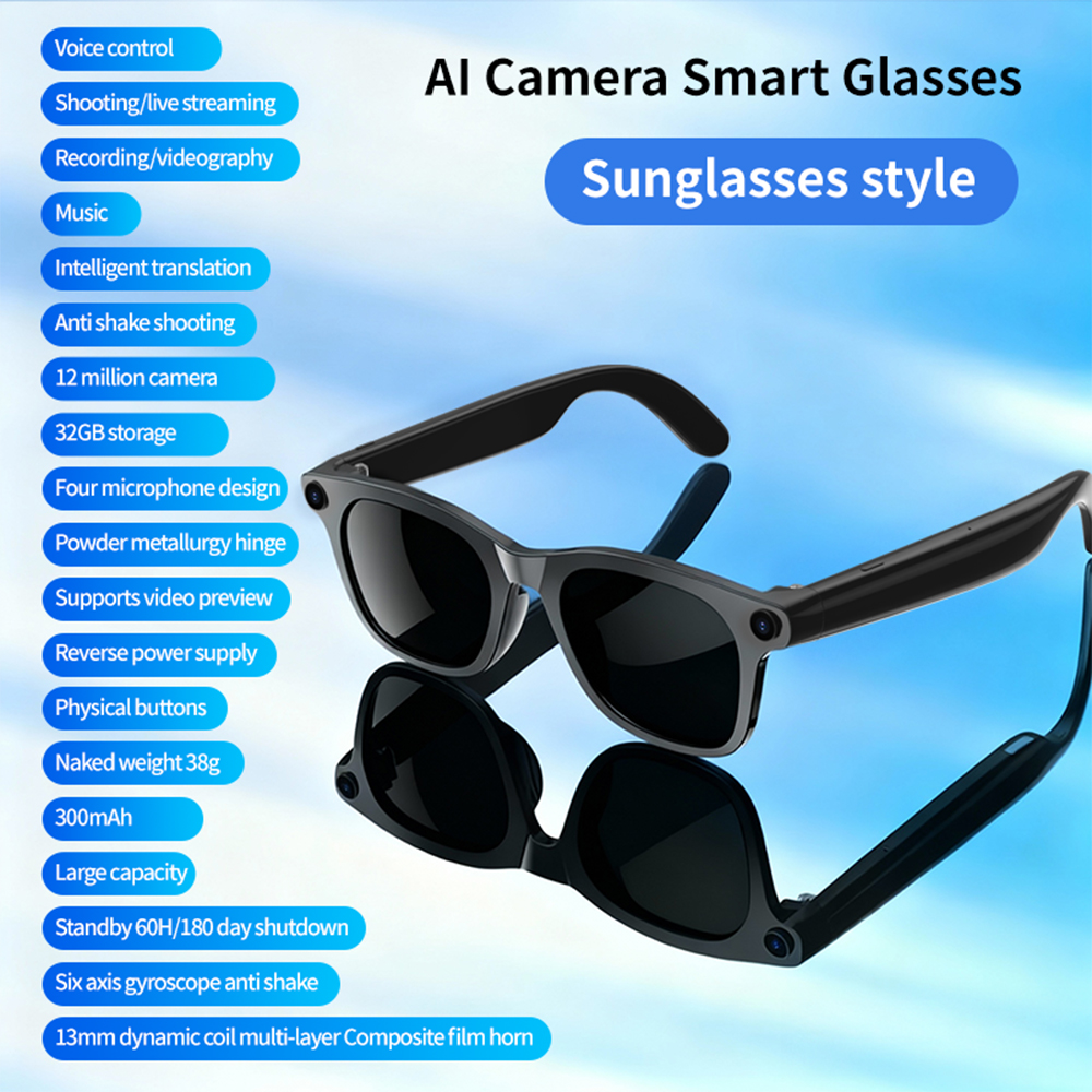AI voice assistant smart camera eyeglasses anti-shake EG08