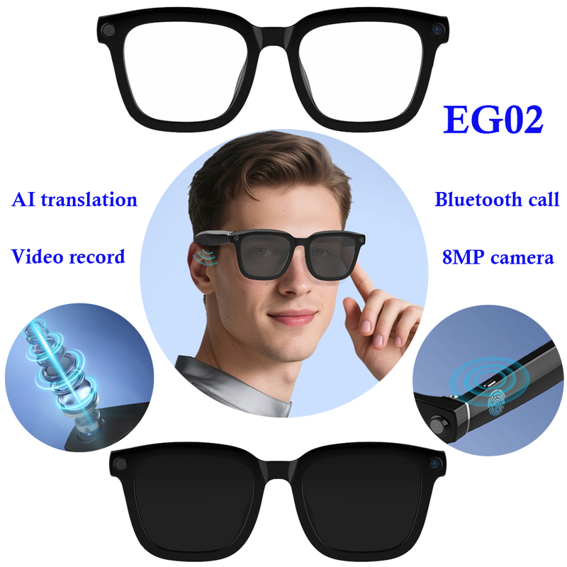Camera BT AI glasses with AI voice assistant video record EG02