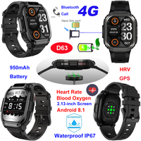 4G China factory IP67 waterproof mobile smart GPS bluetooth watch D63