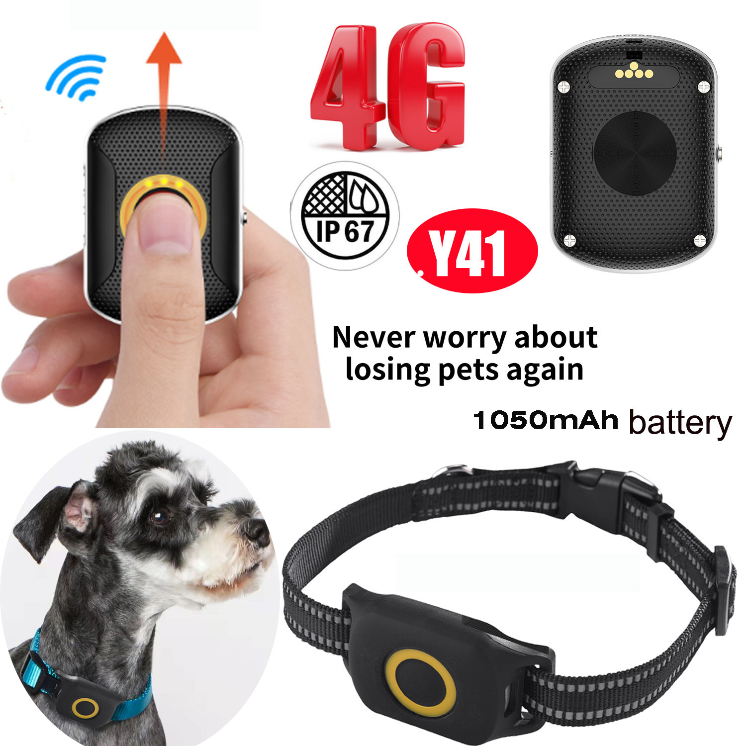 Quality 4G IP67 Waterproof Safety Mini Pets GPS Tracker with Geo-fence Setup for Global Tracking Location Y41