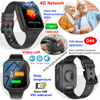 Latest 4G Video call Waterproof Thermometer senior healthcare GPS Tracker D44