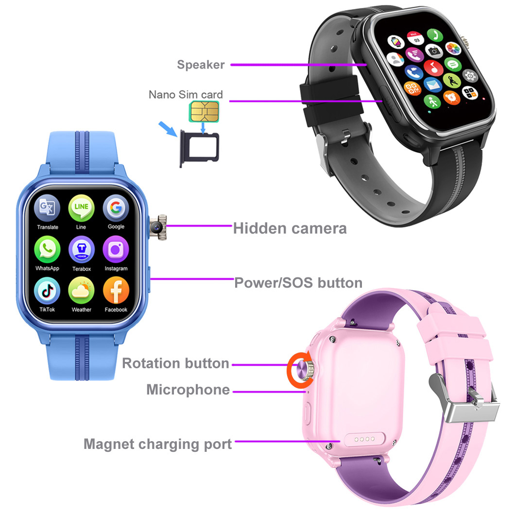 AI Hidden Camera 4G Kids GPS Watch P42